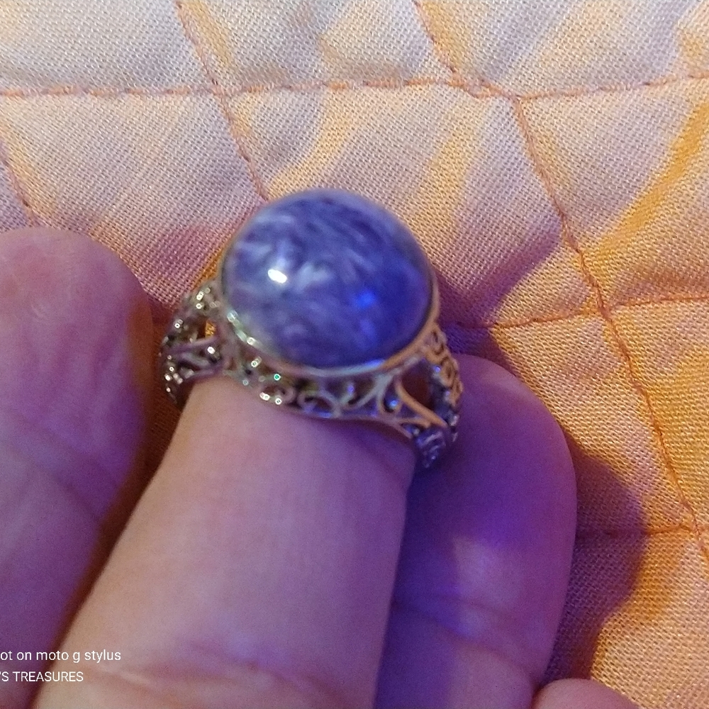 🛑 LOWEST PRICE AVAILABLE🛑 CHAROLITE- STONE OPEN FILIGREE STERLING RING. - Picture 5 of 8